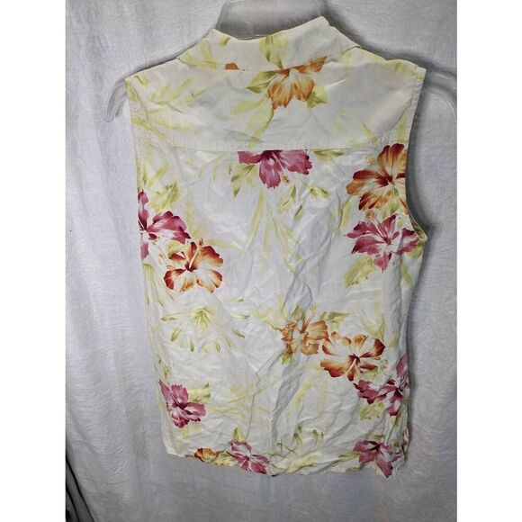 Tommy Bahama Silk Linen Beach Resort Set Button Tank Cropped Pant Small 4 6 - Picture 6 of 13